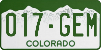 CO license plate 017GEM