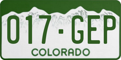 CO license plate 017GEP