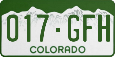 CO license plate 017GFH