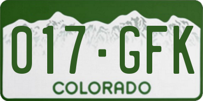 CO license plate 017GFK