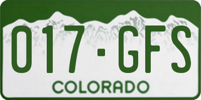 CO license plate 017GFS