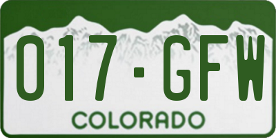 CO license plate 017GFW