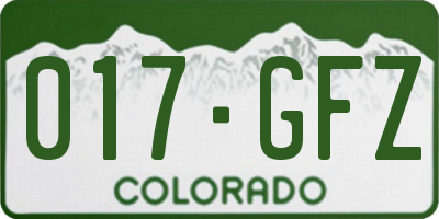 CO license plate 017GFZ