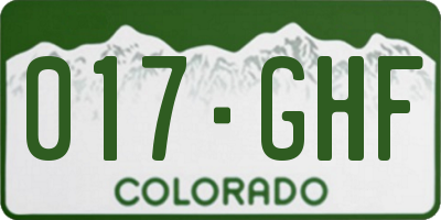 CO license plate 017GHF