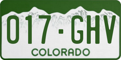 CO license plate 017GHV