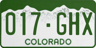 CO license plate 017GHX