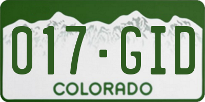 CO license plate 017GID