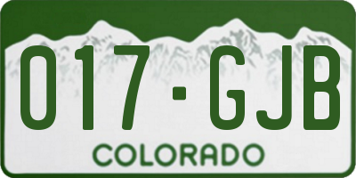CO license plate 017GJB