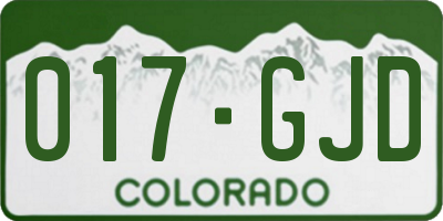 CO license plate 017GJD