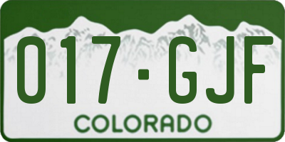 CO license plate 017GJF