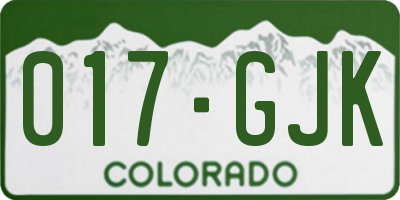 CO license plate 017GJK