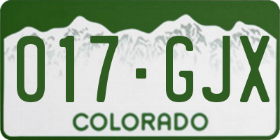 CO license plate 017GJX