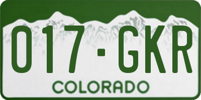 CO license plate 017GKR