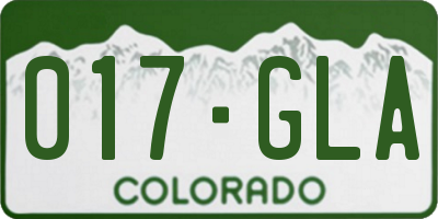 CO license plate 017GLA