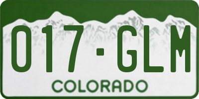 CO license plate 017GLM