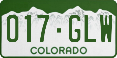 CO license plate 017GLW
