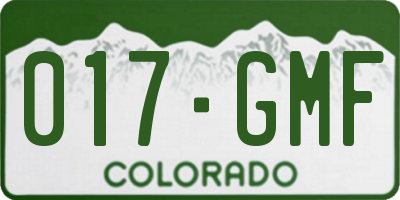 CO license plate 017GMF