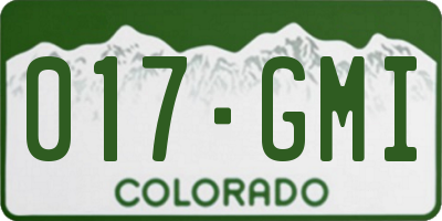 CO license plate 017GMI