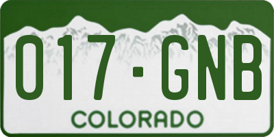 CO license plate 017GNB