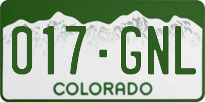 CO license plate 017GNL