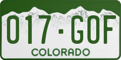 CO license plate 017GOF