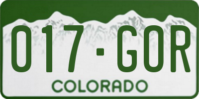 CO license plate 017GOR