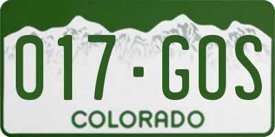 CO license plate 017GOS