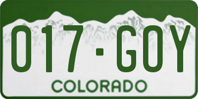 CO license plate 017GOY