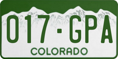 CO license plate 017GPA