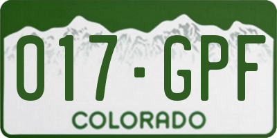 CO license plate 017GPF