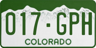 CO license plate 017GPH