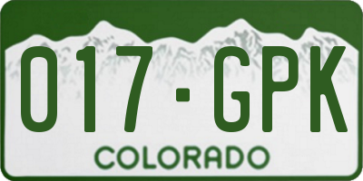 CO license plate 017GPK