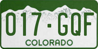 CO license plate 017GQF