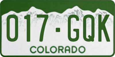 CO license plate 017GQK