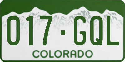 CO license plate 017GQL