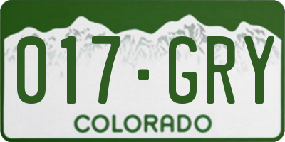 CO license plate 017GRY