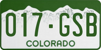 CO license plate 017GSB