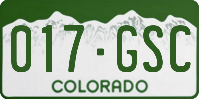 CO license plate 017GSC