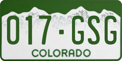CO license plate 017GSG