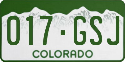CO license plate 017GSJ