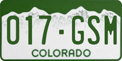 CO license plate 017GSM
