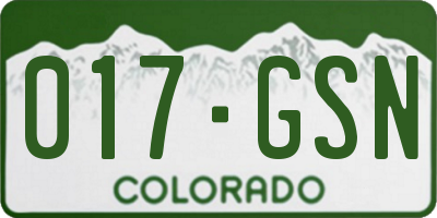 CO license plate 017GSN