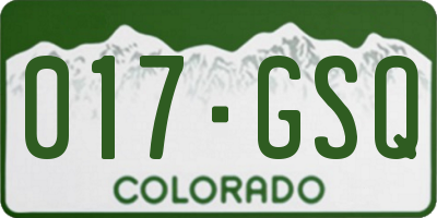 CO license plate 017GSQ