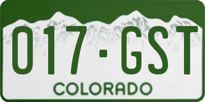 CO license plate 017GST