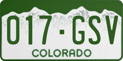 CO license plate 017GSV