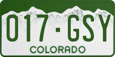 CO license plate 017GSY