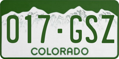 CO license plate 017GSZ