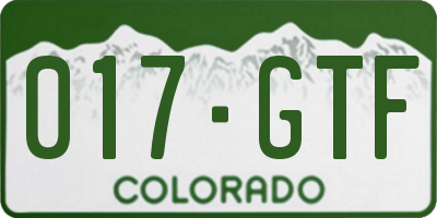 CO license plate 017GTF