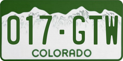 CO license plate 017GTW