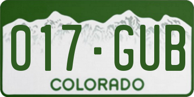 CO license plate 017GUB
